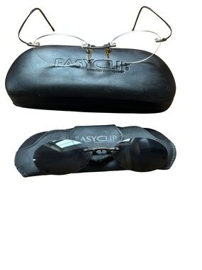 Vintage 90s EasyClip Napoleon 9031 Rimless Magnetic Sunglasses Set